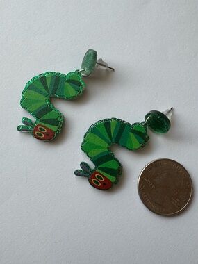 The Very Hungry Caterpillar Green Dangle Earrings